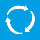 Blue square with cycle graphic