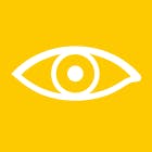 Yellow square with eye graphic