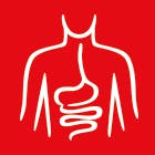 Red square with gastrointestinal health graphic 