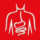 Red square with gastrointestinal health graphic