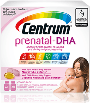 Centrum Prenatal +DHA package design 