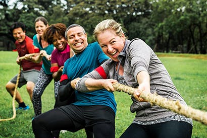 People doing tug of war