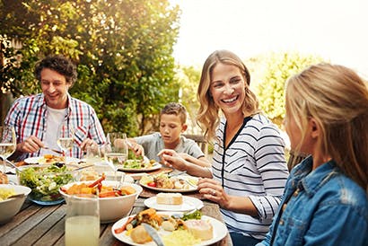 Family eating at a table.