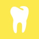 Un carré jaune portant le dessin d’une dent