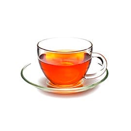 Orange Spice Tea in a clear teacup