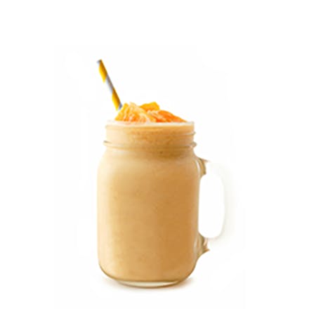 C For Me Smoothie in clear mug with orange straw 