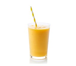 Maui Kapowee yellow smoothie drink with yellow straw in glass 