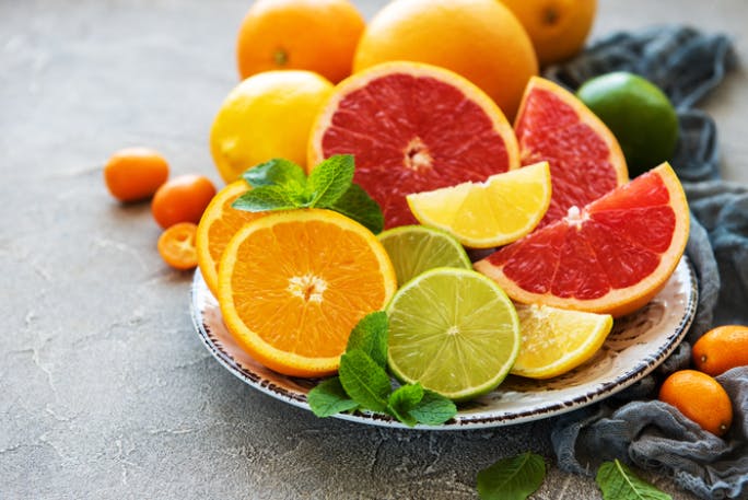 Platter full of citrus fruits packed with vitamin C