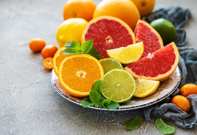 Platter full of citrus fruits packed with vitamin C Platter full of citrus fruits packed with vitamin C