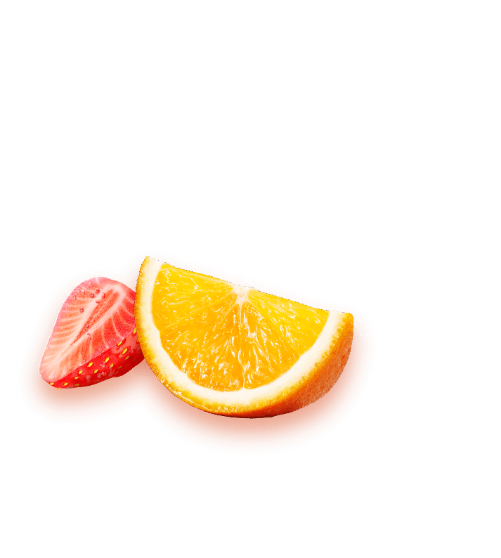 Slice of orange and strawberry