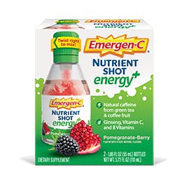 Box of Emergen-C Energy Plus Nutrient Shots in Pomegrante-Berry Box of Emergen-C Energy Plus Nutrient Shots in Pomegrante-Berry