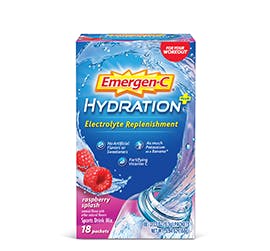 Box of Emergen-C Hydration Electrolyte Replenishment in Rasberry Splash Box of Emergen-C Hydration Electrolyte Replenishment in Rasberry Splash