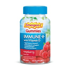 Bottle of Emergen-C  Immune+ Gummies Raspberry