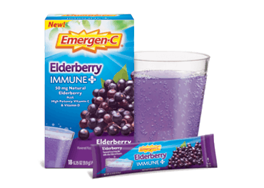 Box of Emergen-C Daily Immune Support Gummies and Botanicals in Immune+ Elderberry