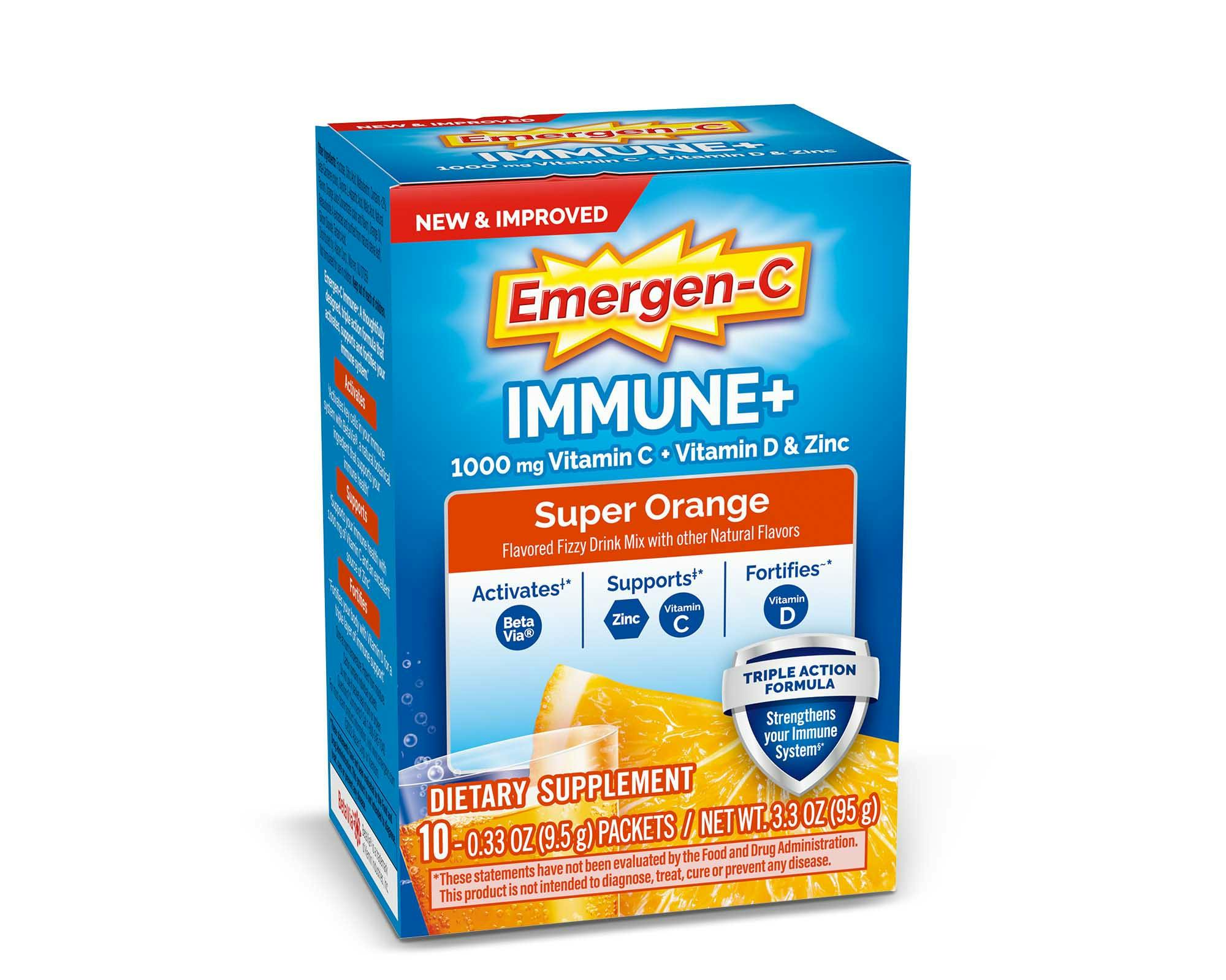 Angled view of Immune+ Super Orange with Triple Action product