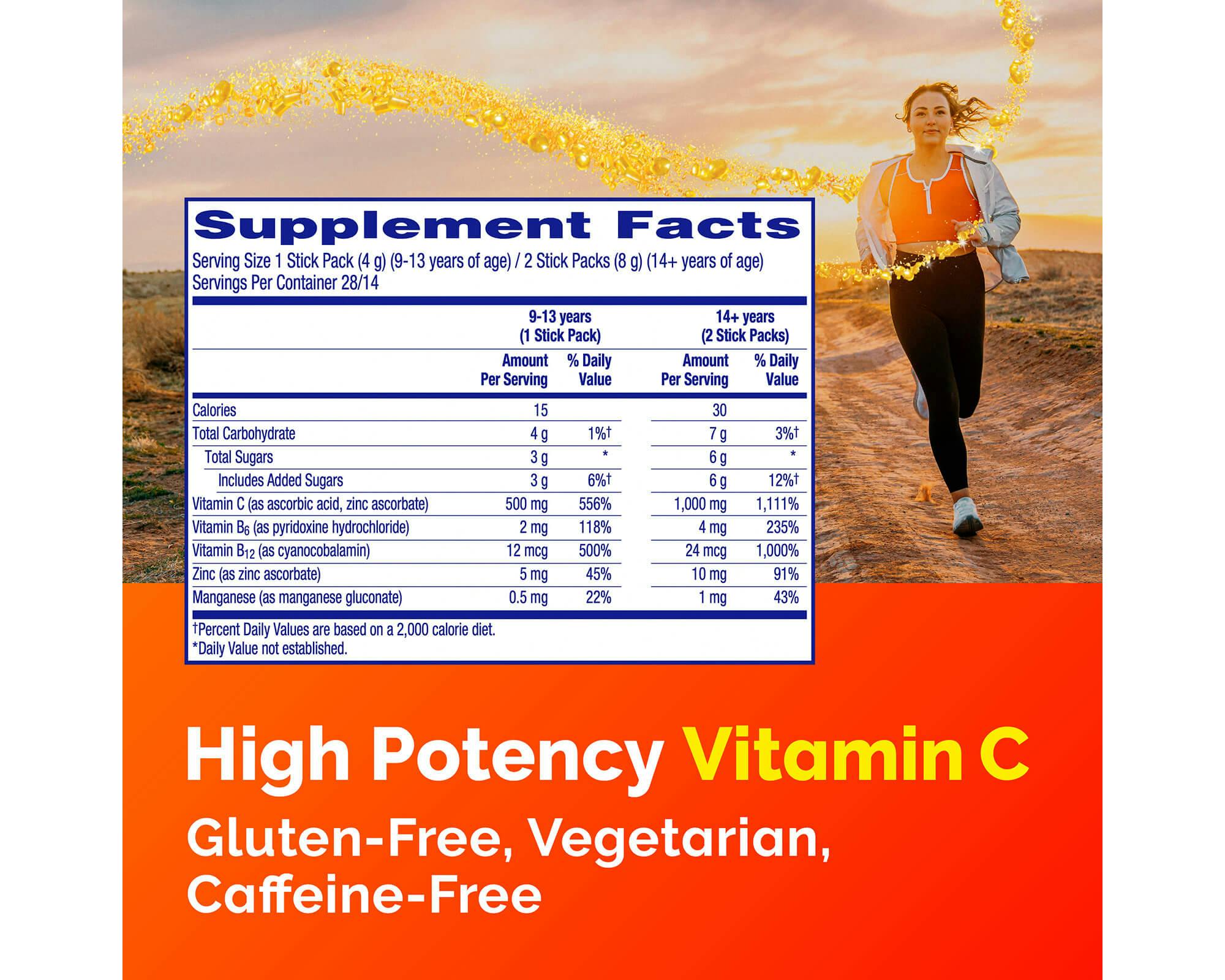 Emergen-C Crystals Orange Vitality Supplement Facts