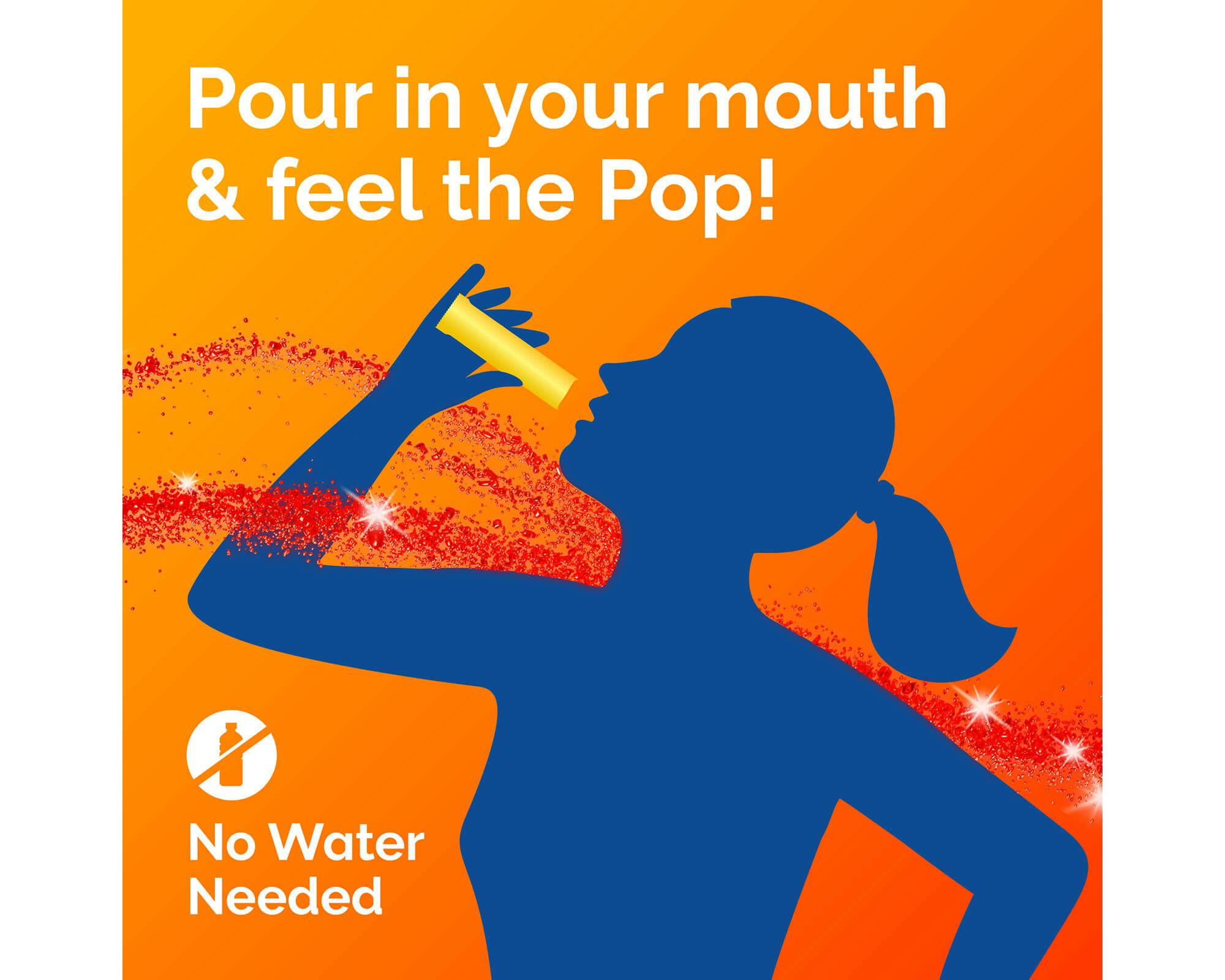 Person pouring Emergen-C Crystals in mouth