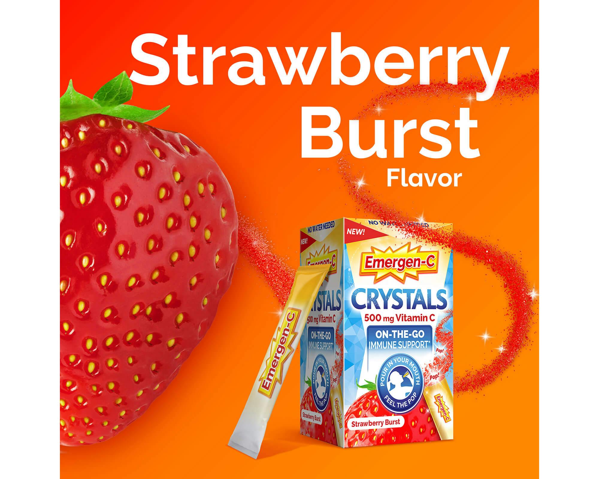 Emergen-C Crystals Strawberry Burst product with strawberry