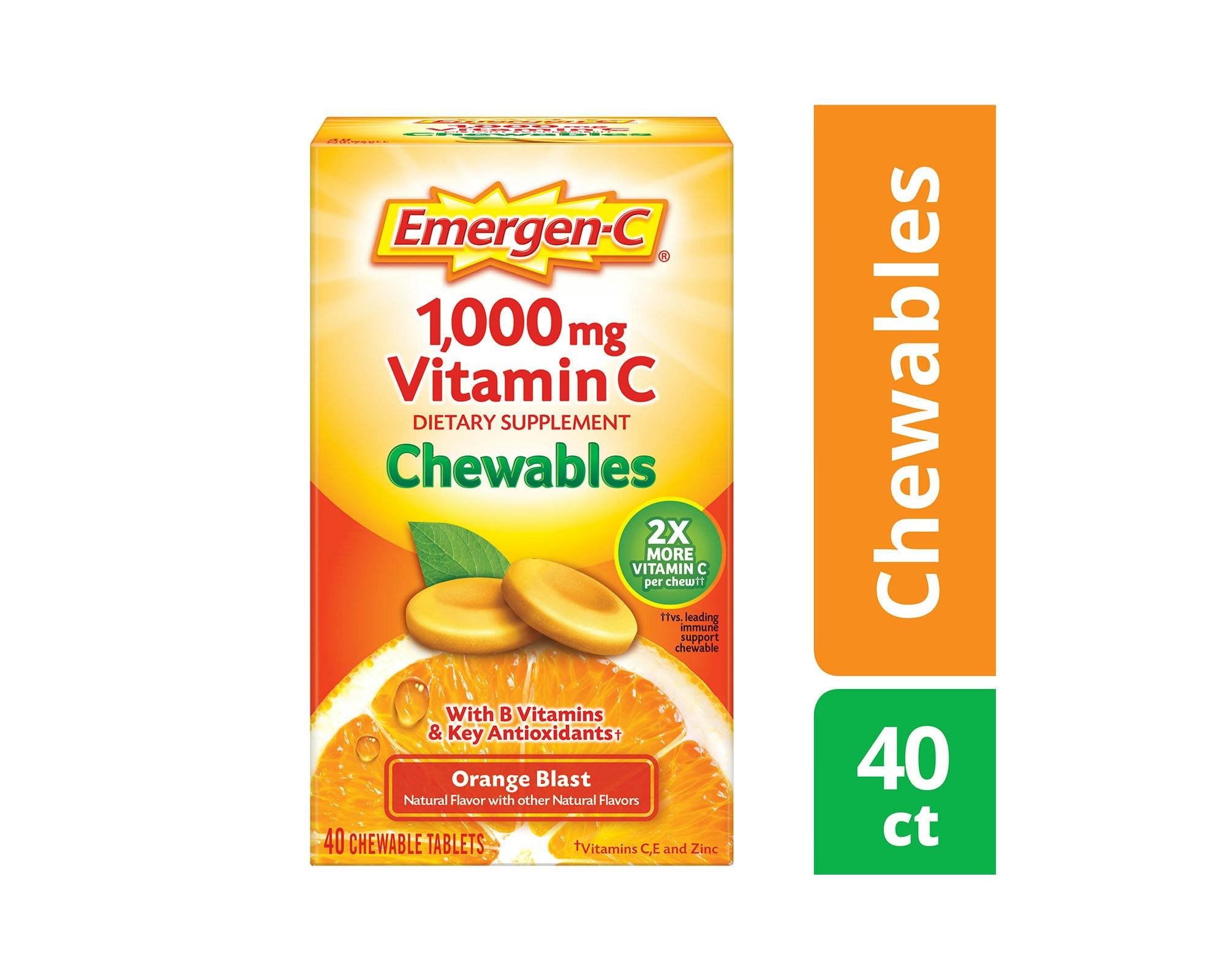 Orange Blast Immune Support Chewables box side view with Powder Mix/30ct graphic