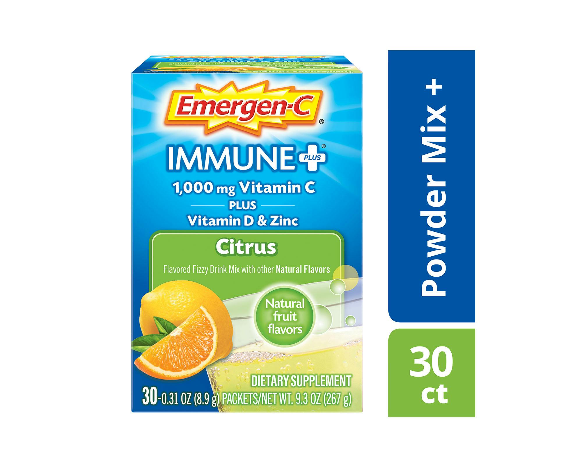 Citrus Immune+ Support box side view with Powder Mix +/30ct graphic