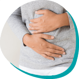 Young woman having painful stomachache Young woman having painful stomachache