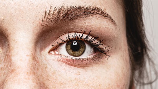 Nærbillede af en kvindes øje og øjenbryn