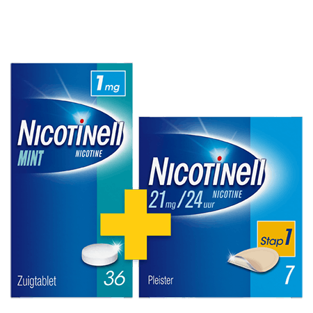 Nicotinell Combination Pleister Step 1  7 count  + Zuigtablet 1 mg 36 count 