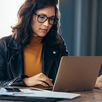 Woman working on her laptop