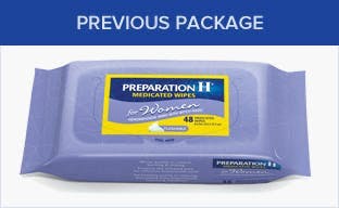 Preparation H Medicated Wipes for Women previous package