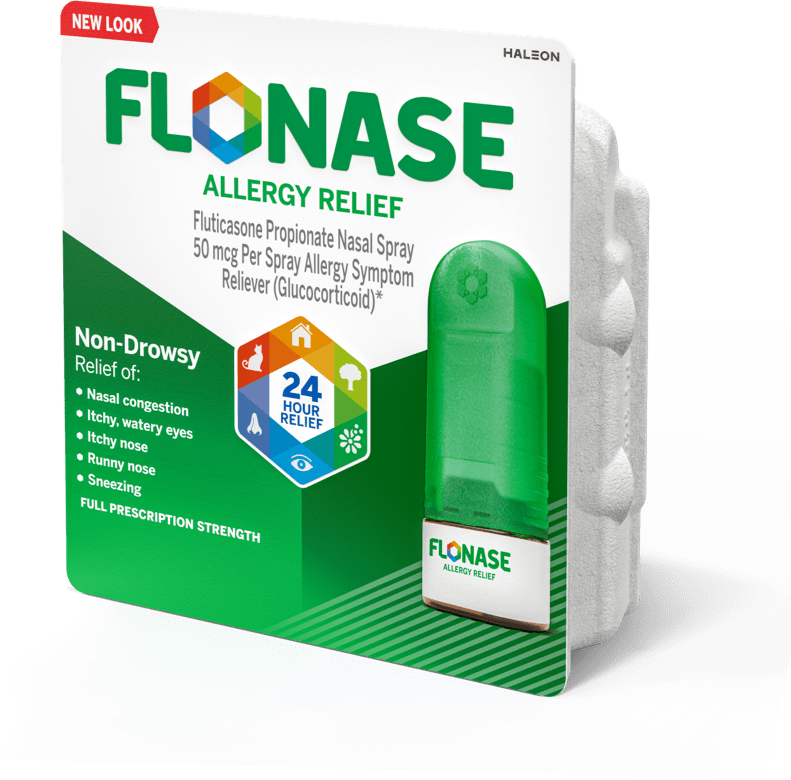 Flonase Allergy Relief Spray in plastic-free outer packaging