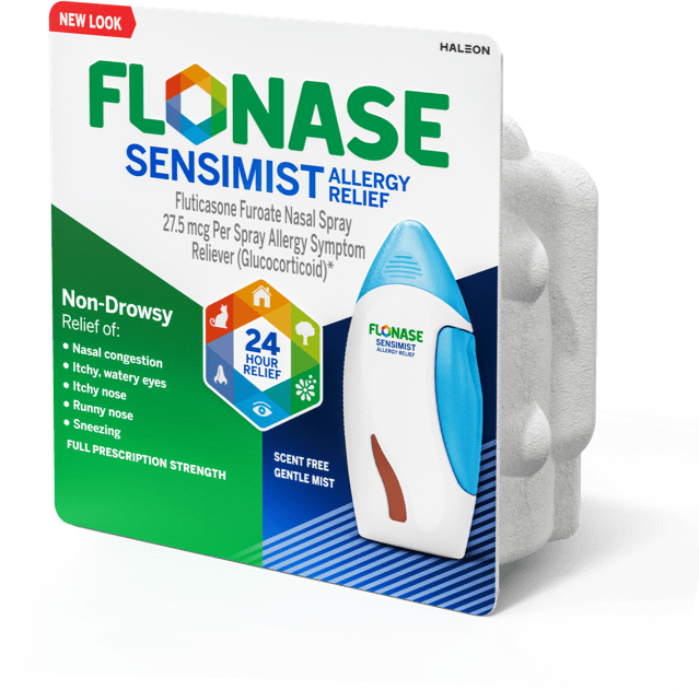 Flonase Sensimist Allergy Relief Spray in plastic-free outer packaging