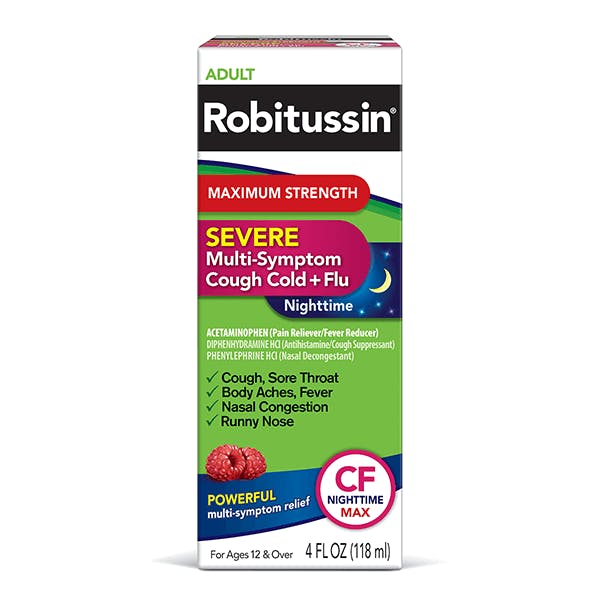 Robitussin Maximum Strength Severe Multi-Symptom Nighttime Cough Cold + Flu Robitussin Maximum Strength Severe Multi-Symptom Nighttime Cough Cold + Flu