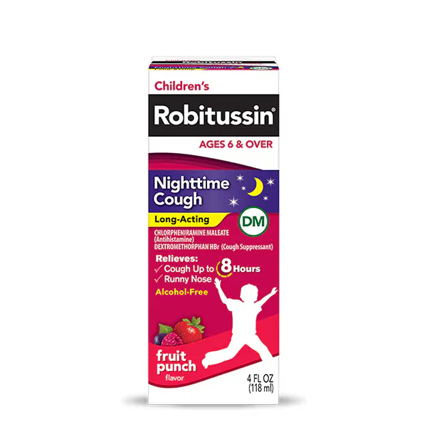 Old packaging of Robitussin Children’s Nighttime Cough Long-Acting DM