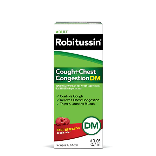 Previous packaging of Robitussin Cough + Chest Congestion DM