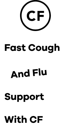 CF logo. Fast Cough and Flu Support With CF