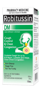 Robitussin DM for cough control and clearing chest congestion