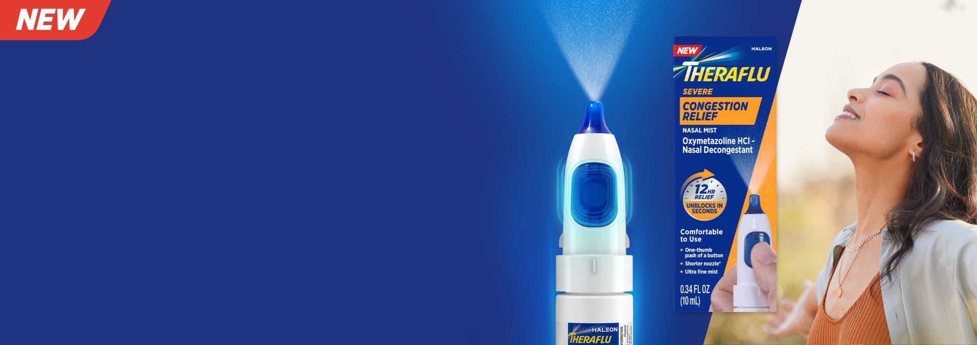 Theraflu products against a blue background