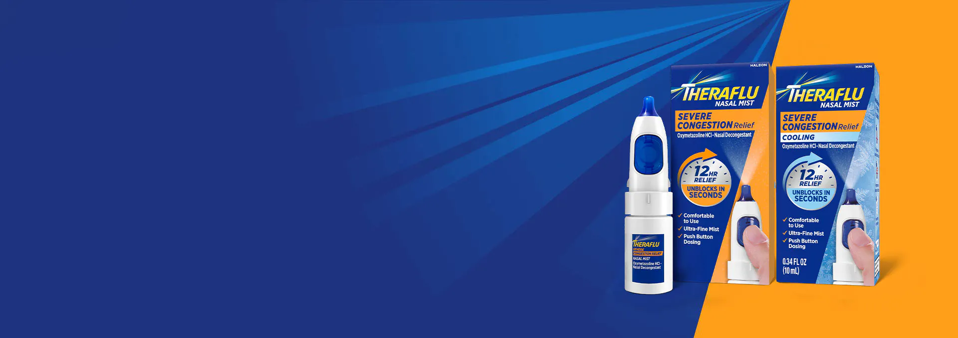 Theraflu products against a blue background