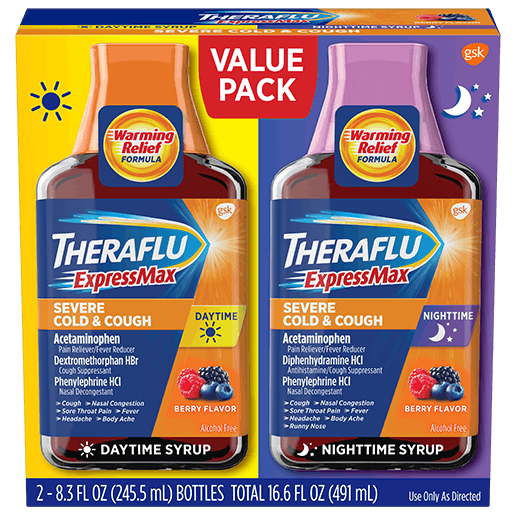 Box of Theraflu ExpressMax Day/Night Value Pack Syrup