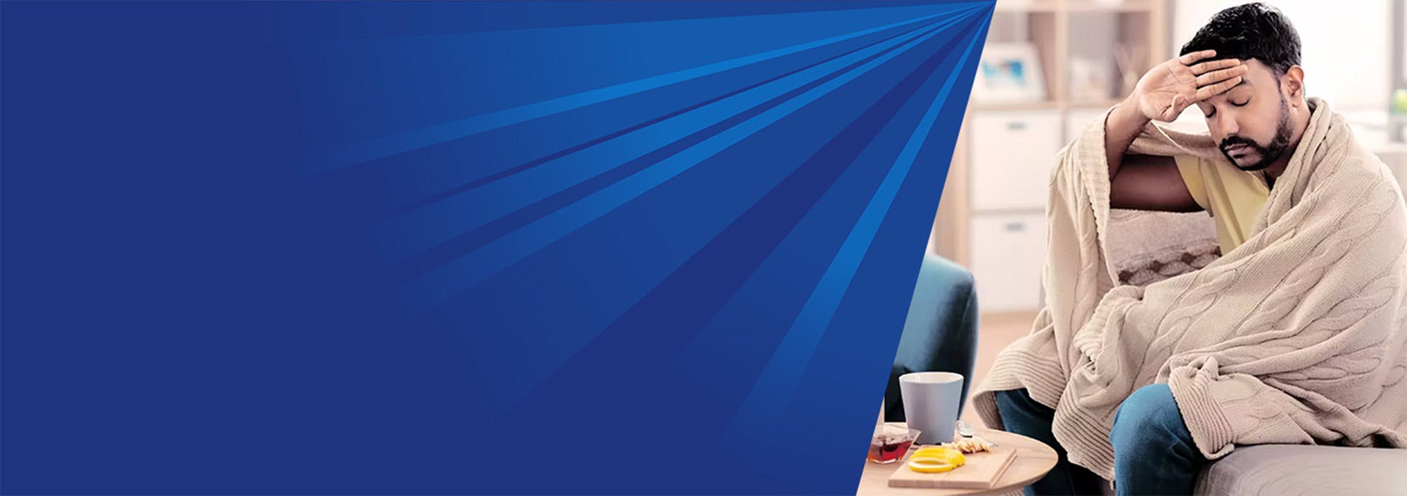 Theraflu products against a blue background