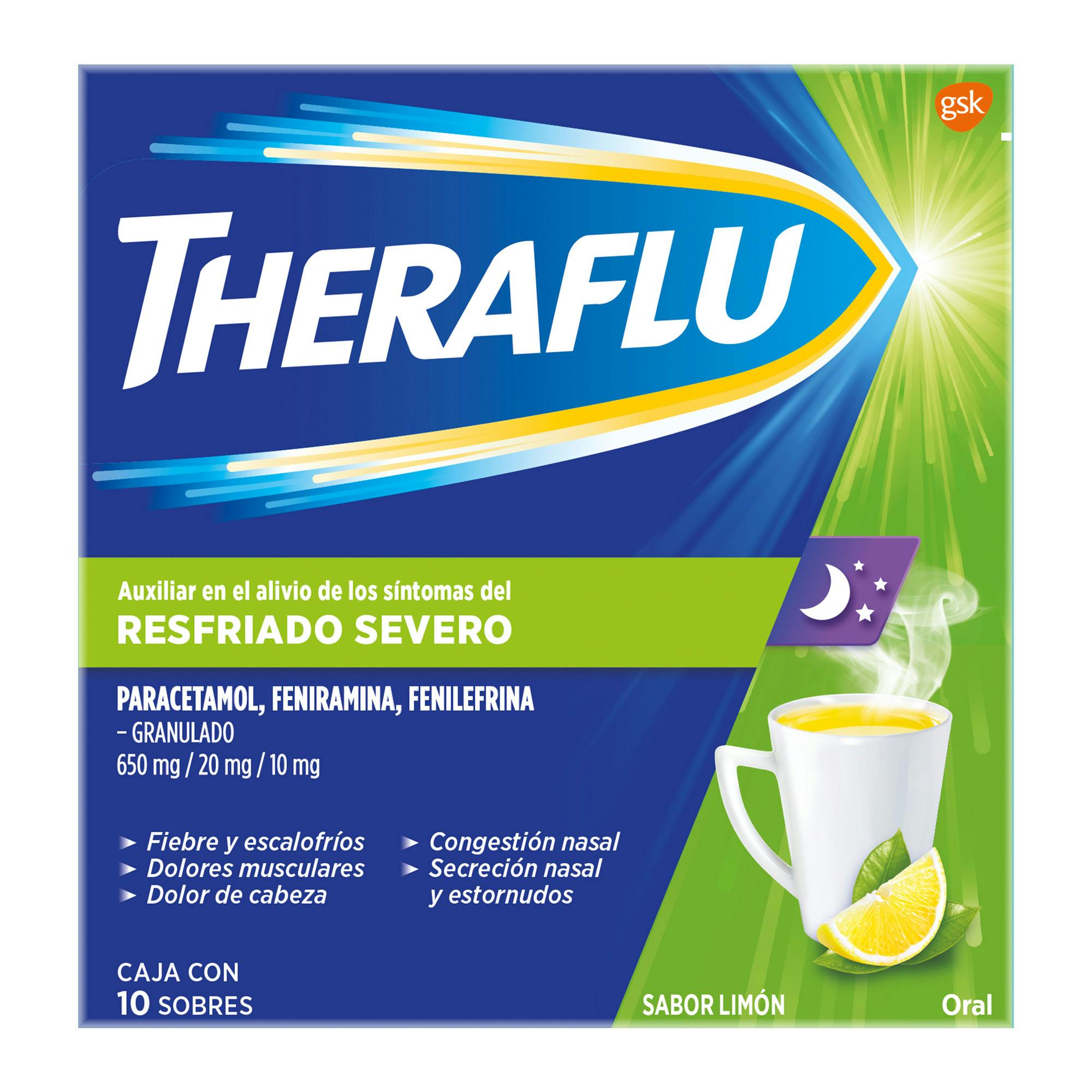 Theraflu Resfriado Severo Noche 10 sobres