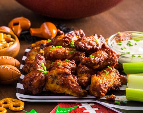 platter of wings and football gameday food