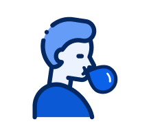 Drawing of person chewing bubble gum