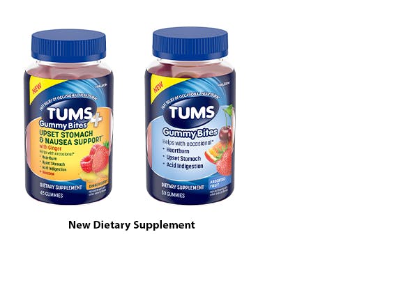 TUMS+ Upset Stomach & Nausea Support Ginger Berry Product + TUMS Gummy Bites Assorted Fruit product