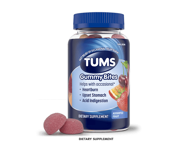 TUMS Gummy Bites Assorted Fruit and Cherry Berry Burst products