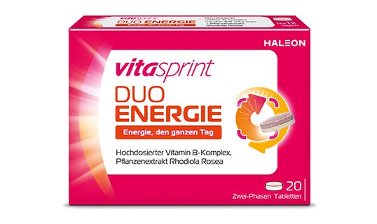 Vitasprint Duo Energie Packung auf weißem Hintergrund