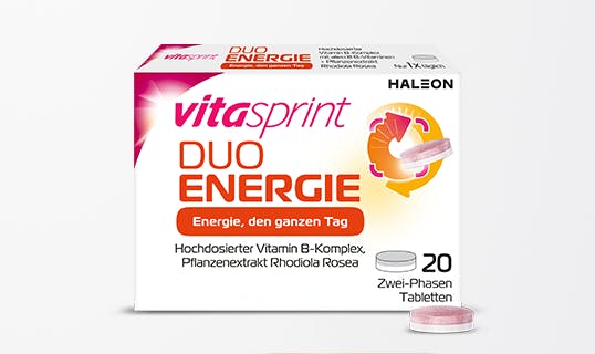 Vitasprint Duo Energie Packung auf weißem Hintergrund