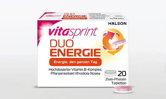 Vitasprint Duo Energie Packung auf weißem Hintergrund