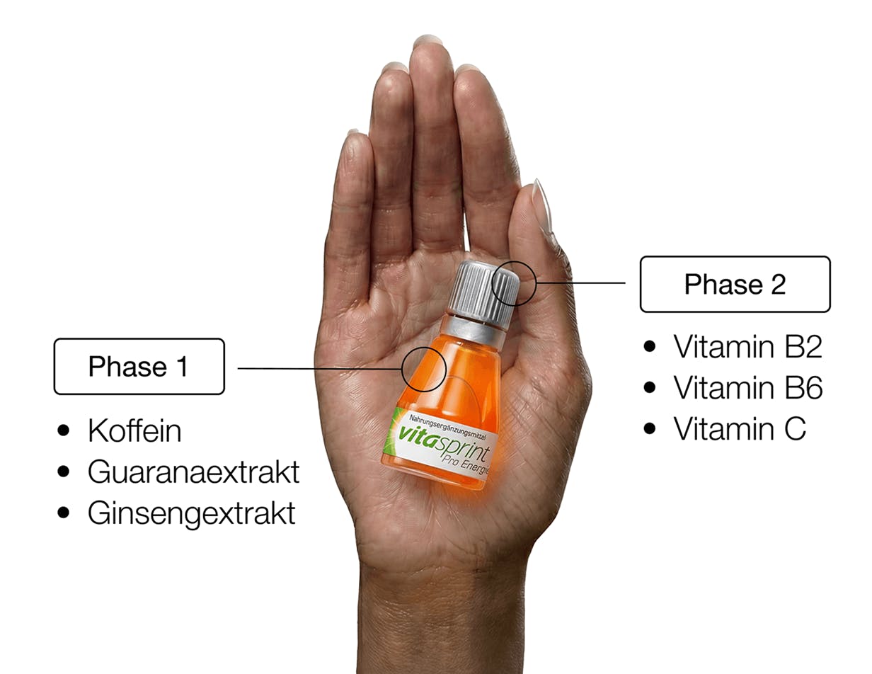 Vitasprint Pro Energie mit Koffein aus Grüntee, Guarana, Ginseng sowie Vitamin B2, B6 und C