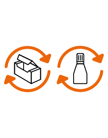 Recyclebarer Karton & Recycelbares Fläschchen